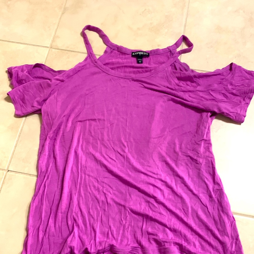 Purple cold shoulder top